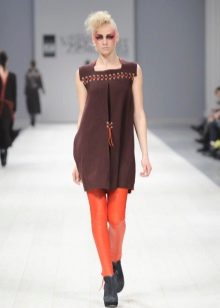 Chocolate-colored dress with orange