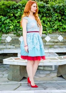 Mint dress with red petticoats