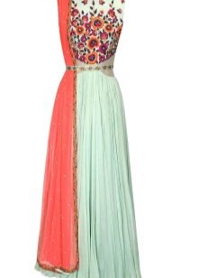 Turquoise dress with orange