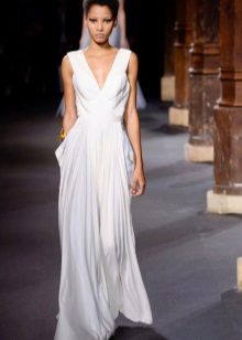 Greek wedding dress with a deep neckline