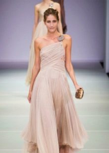 Greek one-shoulder prom dress