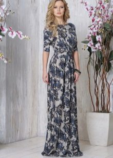 Dress knitted to the floor with sleeves