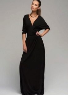 Long black knit dress