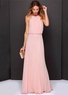 Long dress with a skirt and pleated top