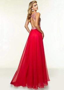 Chiffon dress with open back