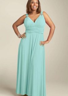 Long light turquoise dress in the Greek style for full