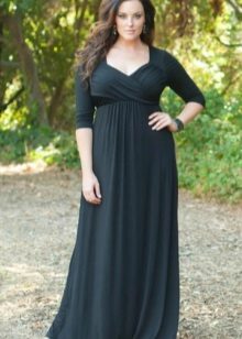 Long dress of thick knitwear for full