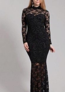 Lace long dress for full ladies