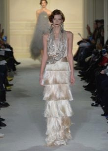 Gatsby long dress adorned with stones and fringe