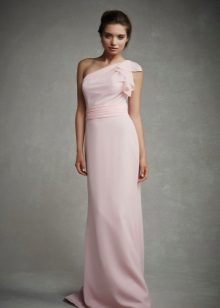 Pink dress on the floor on one shoulder