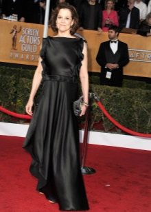 Black silk dress with frill