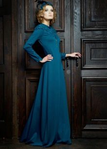 Silk dress with lace trim