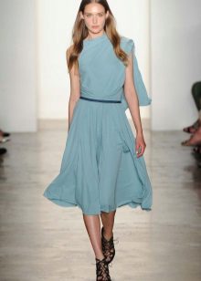 Blue silk dress short