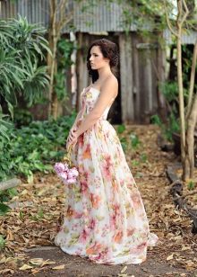 Beautiful wedding dress with floral print