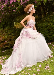 Beautiful wedding dress with floral print