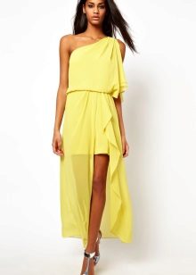 Short yellow chiffon dress