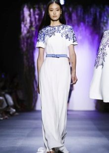 White dress with blue lace