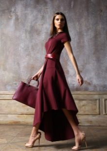 Dress asymmetrical marsala