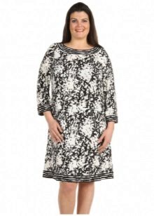 White and black knit dress for obese women
