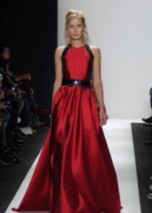 Cherry-colored dress with black accents