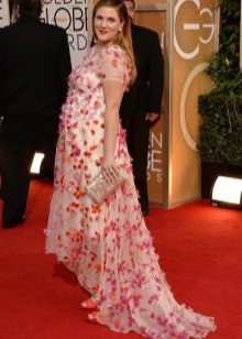 Long chiffon dress with short sleeves for pregnant women