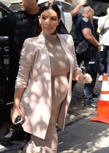 Maternity Long Beige Dress with Jacket