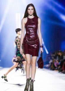 Leather dress, asymmetrical leather