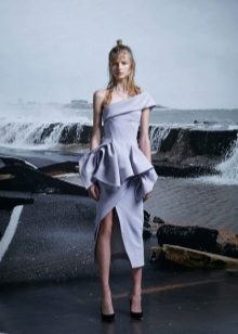 Asymmetrical dress with a slit