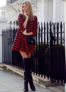 Red and black plaid dress
