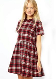 Red dress in white tartan