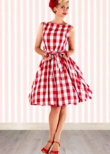 Red dress in white cage