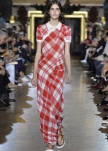 Long red dress in white cage