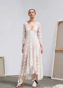 Midi Lace Dress Short Front Long Back