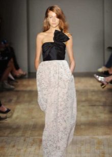 Dress with lace skirt black and white