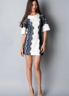 White dress with black lace