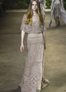 Gray closed lace dress