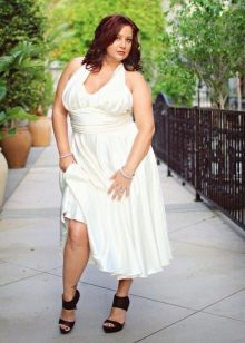 White long dress with a high waist for obese women