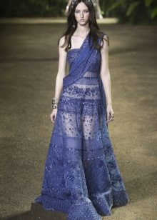 Elie Saab Spring-Summer 2016 Lace Blue Dress
