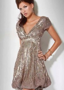 V-neck balloon dress