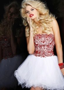 Rhinestone trimmed baby dress with organza