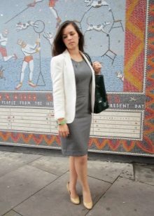 Sheath dress in combination with a jacket