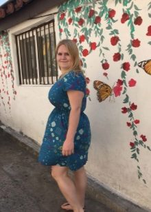 Dress from staples azure color with print for full