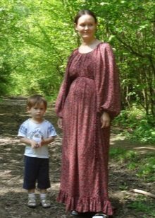 Folk style dress with high waist