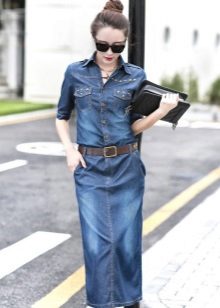 Long denim polo dress