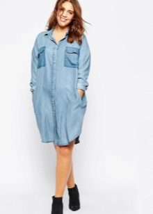 Shirt dress straight silhouette for full