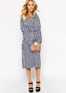 Black and White Striped Shirt Dress