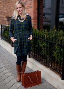 Green Check Shirt Dress - Office Variant