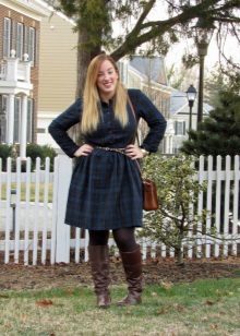 Blue check shirt dress for obese women