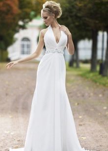 Wedding dress with American V-neck