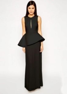 Long black dress with asymmetrical basky